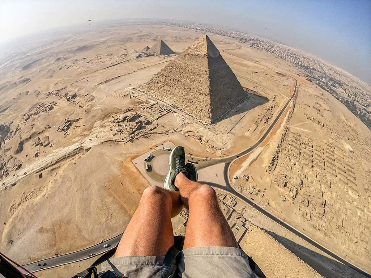 The pyramids of Giza from a distance